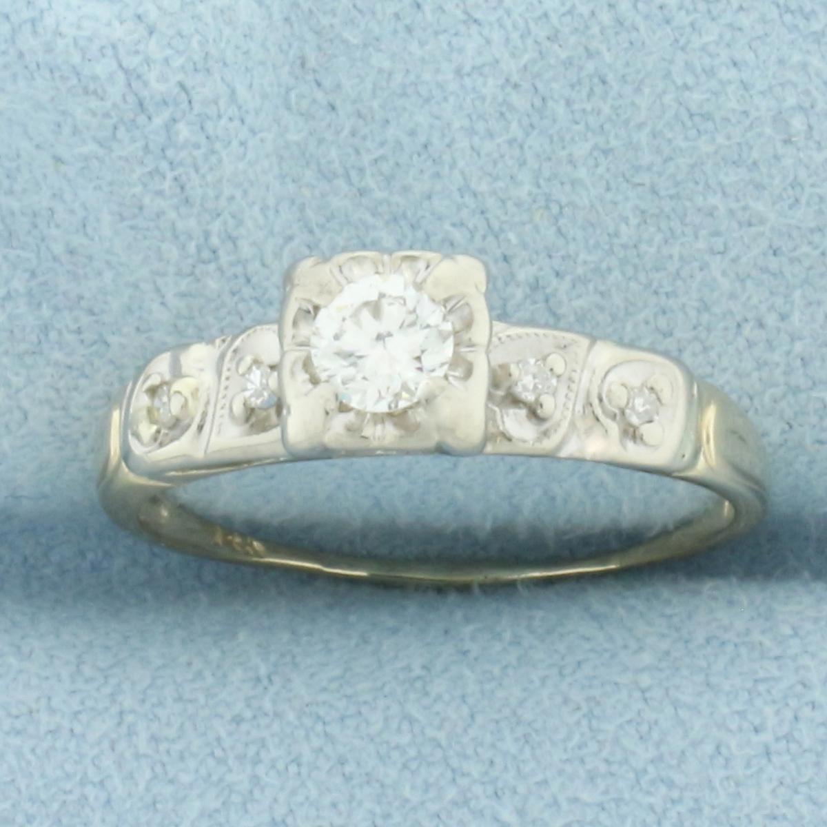 Vintage Diamond Engagement Ring In 14k Yellow And White Gold