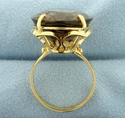 40ct Smokey Topaz Statement Ring In 18k Gold