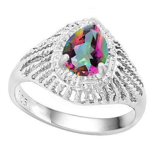 1ct Mystic Topaz And Diamond Filigree Ring In Sterling Silver