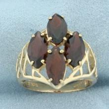 Marquise Garnet Ring In 14k Yellow Gold