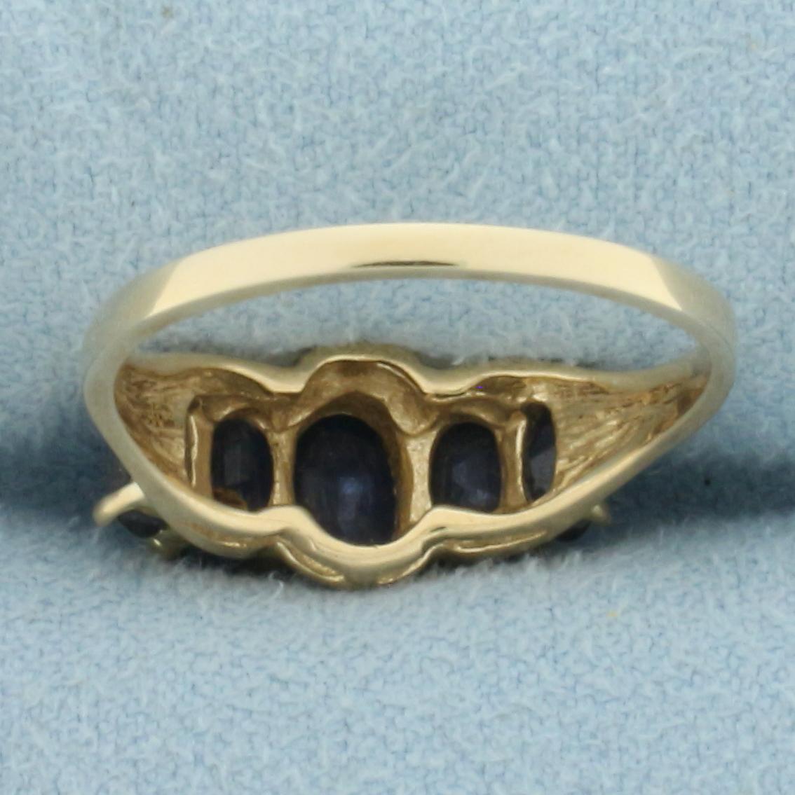 3ct Sapphire 5 Stone Ring In 14k Yellow Gold