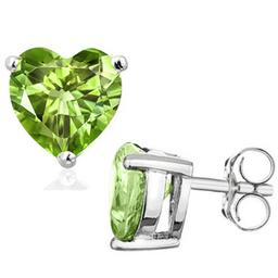 6mm Heart Cut Peridot 1.85ctw Stud Earrings In Sterling Silver