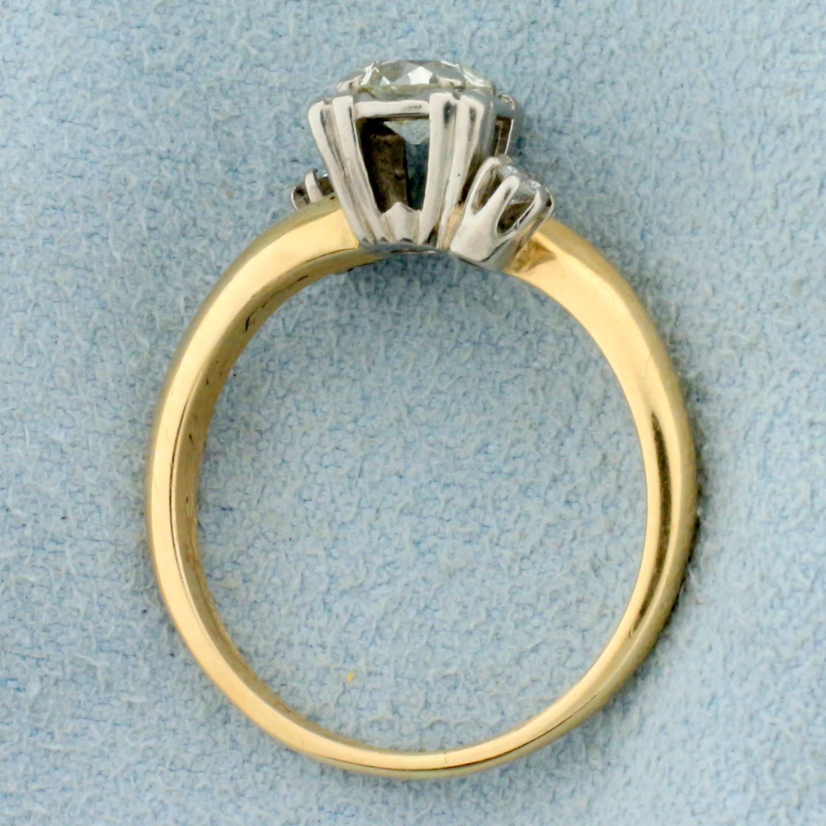 Antique 1/2ct Old European Cut Diamond Ring In 14k Yellow And White Gold