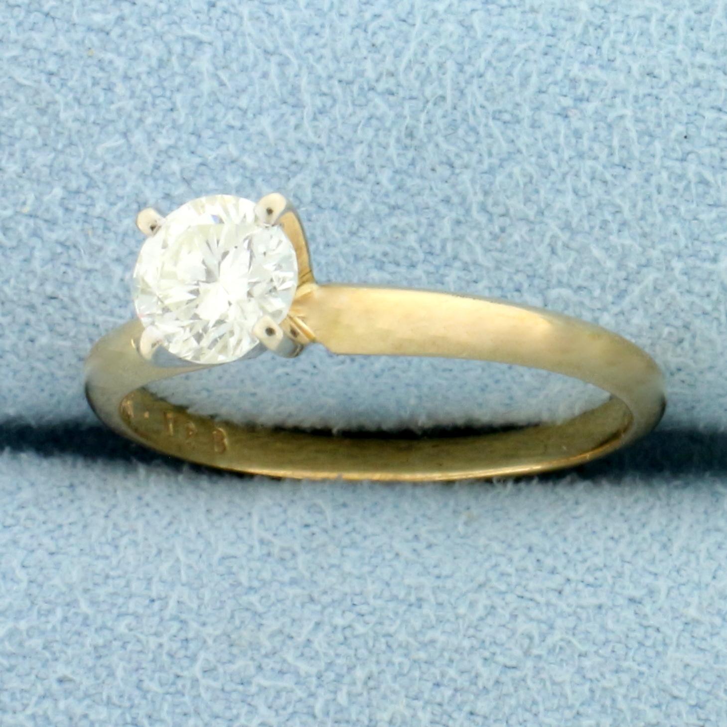 2/3ct Diamond Solitaire Engagement Ring In 14k Yellow And White Gold