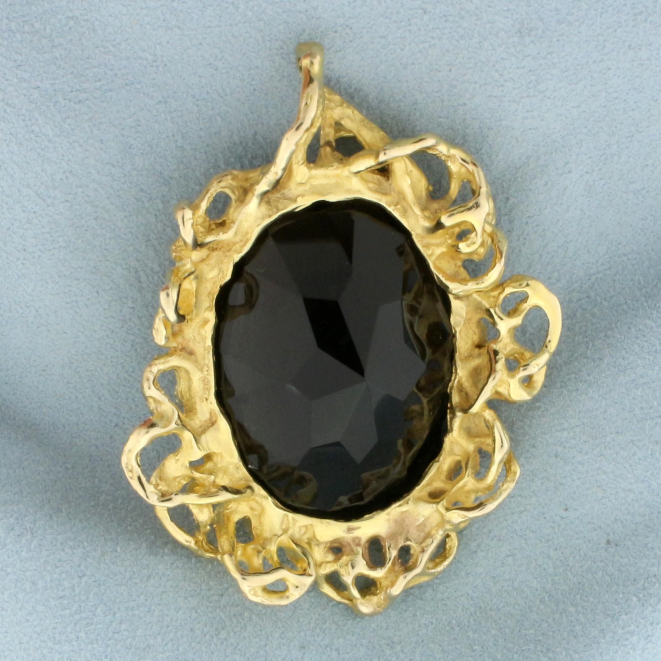 100ct Smoky Topaz Statement Pendant In 14k Yellow Gold