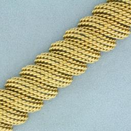 Wide Rope Design Bracelet In 18k Yellow Gold
