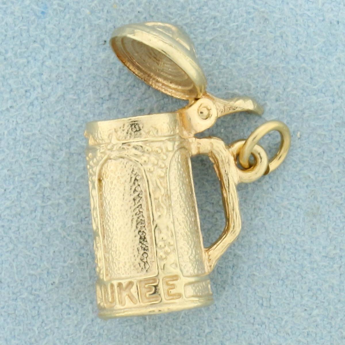 Milwaukee Beer Stein Pendant In 14k Yellow Gold