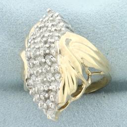 Vintage 1ct Tw Diamond Cluster Ring In 10k Yellow Gold