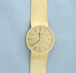 Womens Vintage Omega Watch In Solid 14k Yellow Gold Case And Band