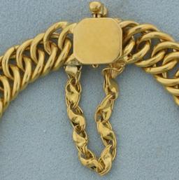 Heavy Curb Link Bracelet In 21k Yellow Gold