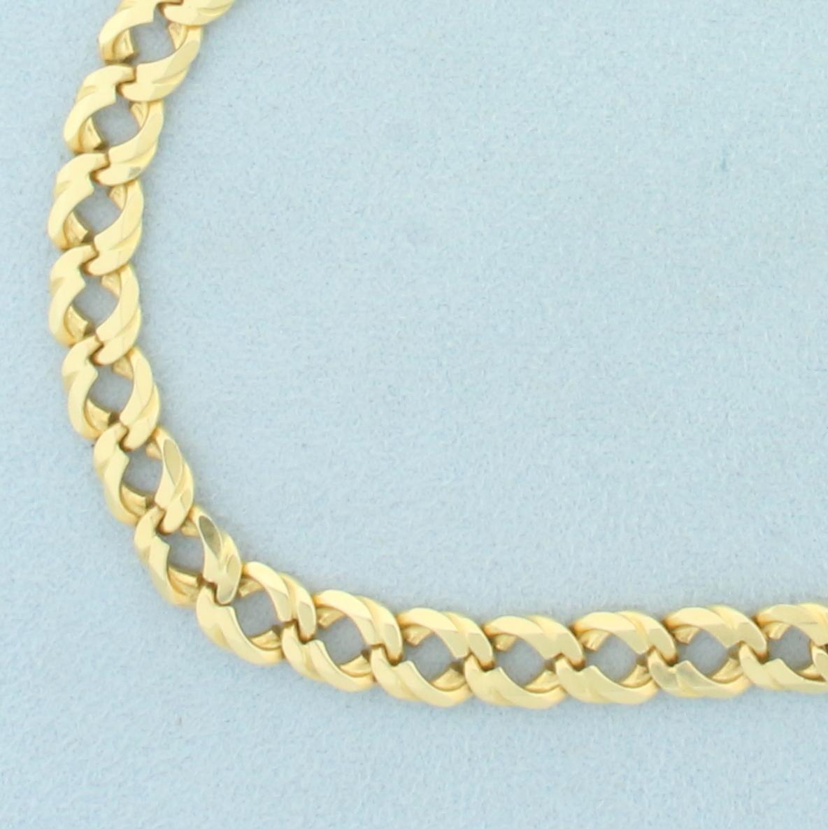 18 Inch Heavy Italian Designer Curb Link Chain Necklace In 14k Yellow Gold