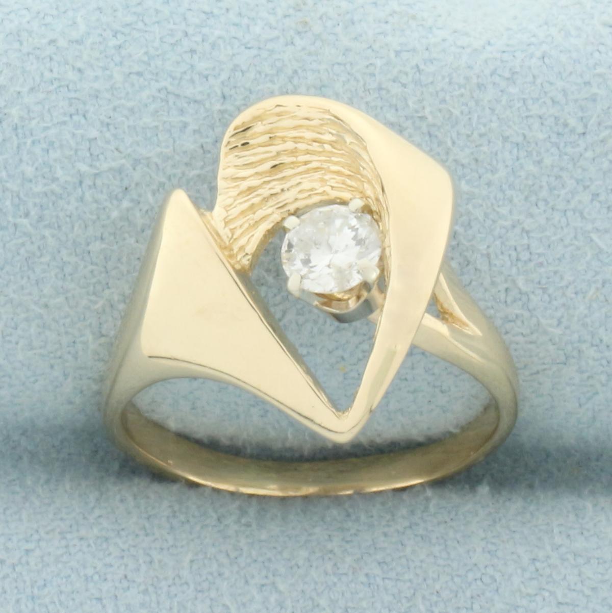 Abstract Diamond Ring In 14k Yellow Gold