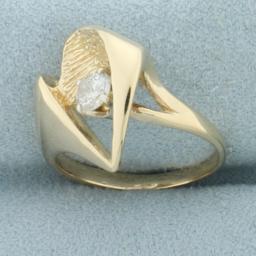 Abstract Diamond Ring In 14k Yellow Gold