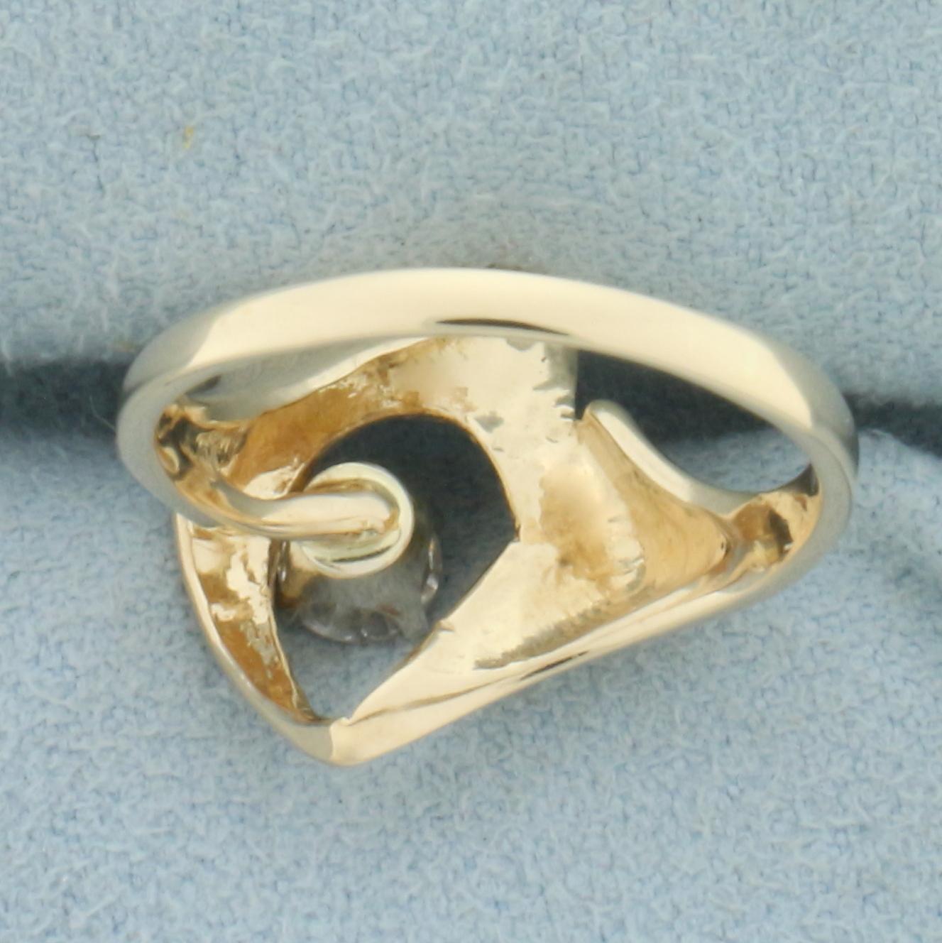 Abstract Diamond Ring In 14k Yellow Gold