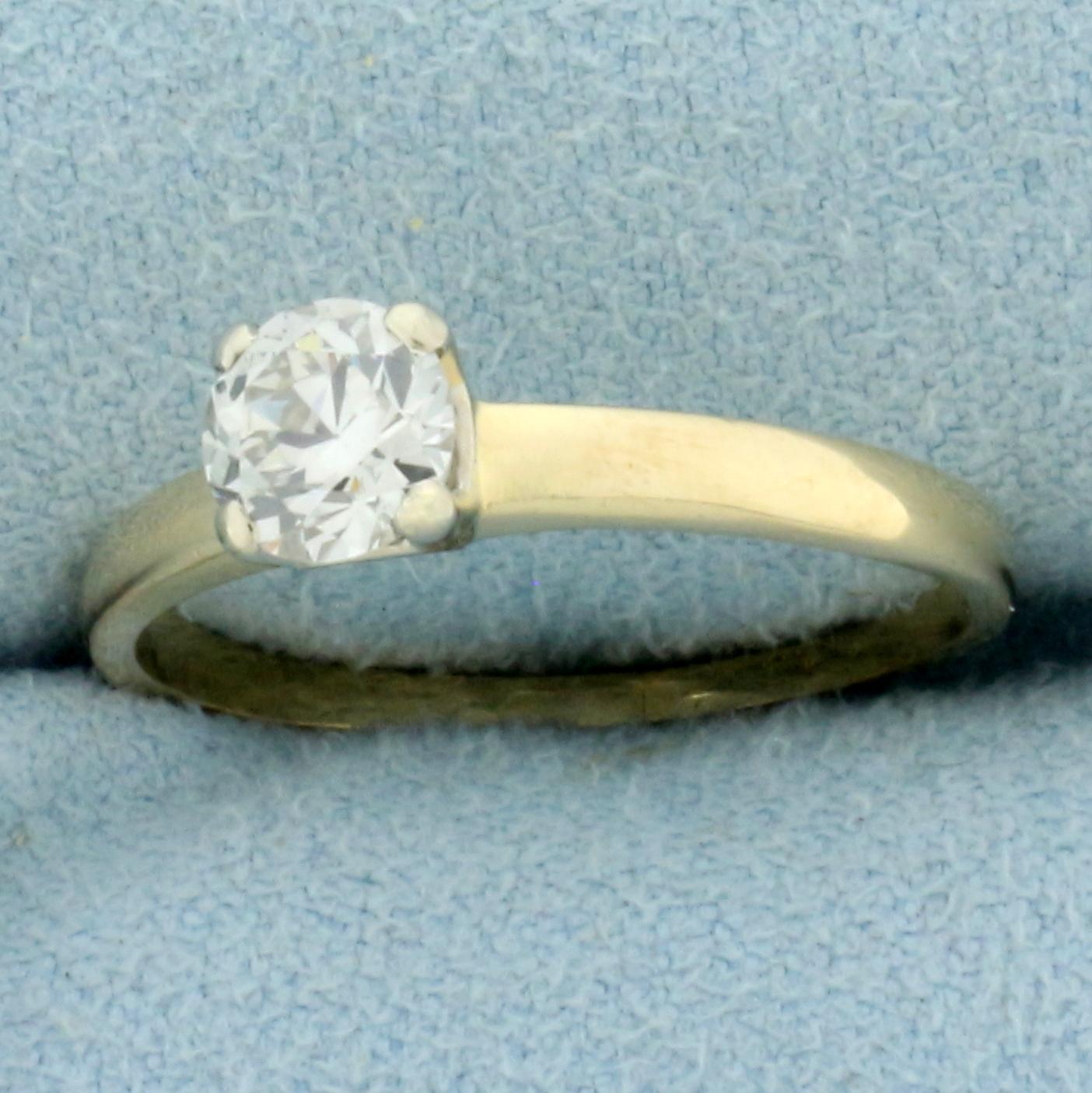 Vintage Old European Cut Diamond Solitaire Engagement Ring In 14k Yellow Gold