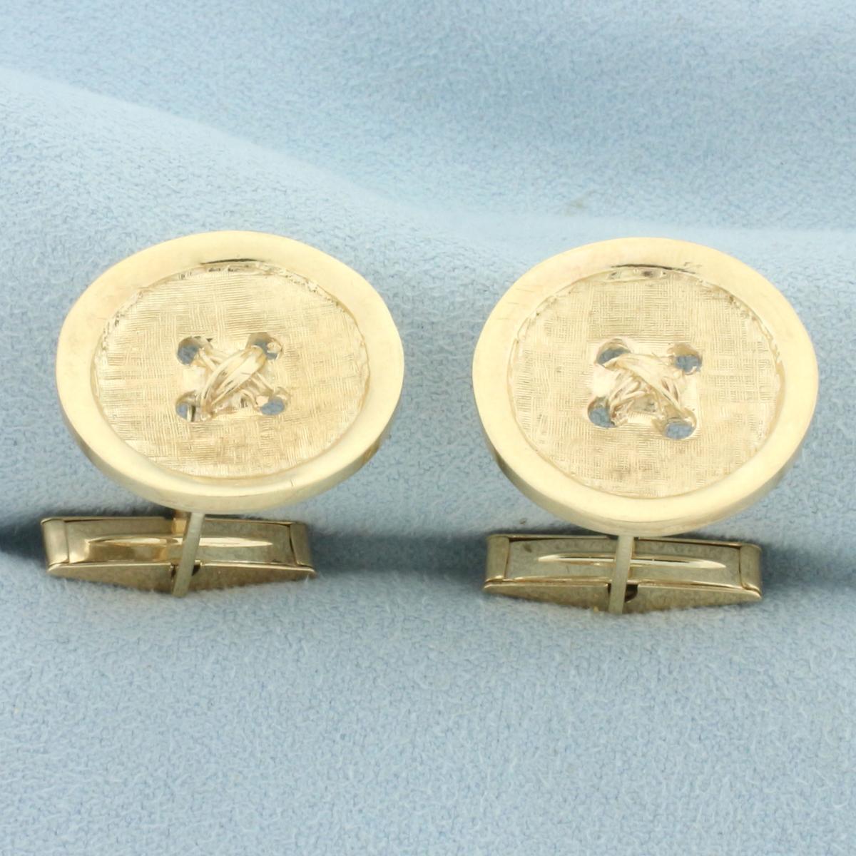 Vintage Button Cufflinks In 10k Yellow Gold