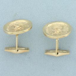 Vintage Button Cufflinks In 10k Yellow Gold