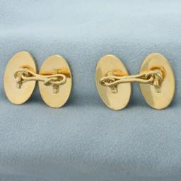 Vintage Engravable Signet Cufflinks Set In 18k Yellow And White Gold