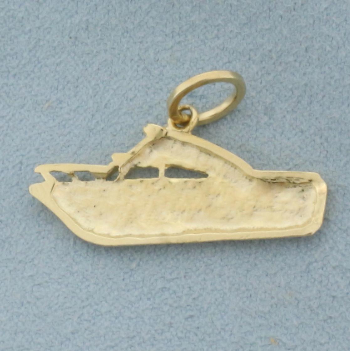 Yacht Power Speed Boat Pendant Or Charm In 14k Yellow Gold