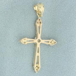 Cz Cross Pendant In 14k Yellow Gold