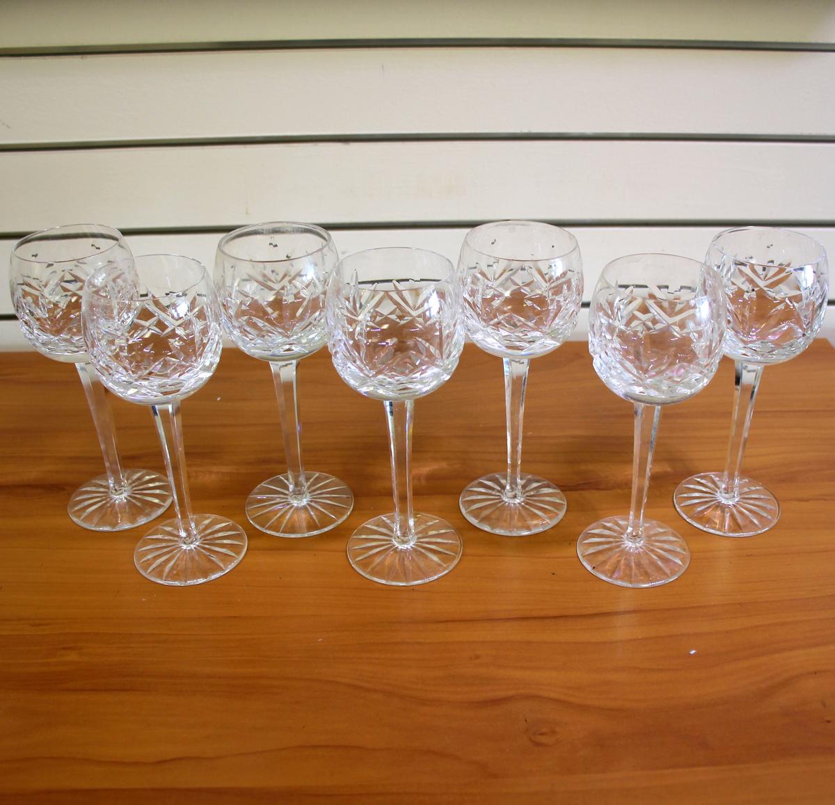 Astral Questa Cut Crystal Hock Wine Glasses Set Of 7