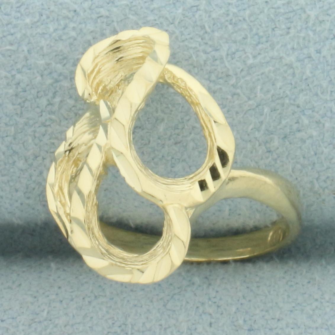 Diamond Cut Abstract Design 3-d Ring In 14k Yellow Gold