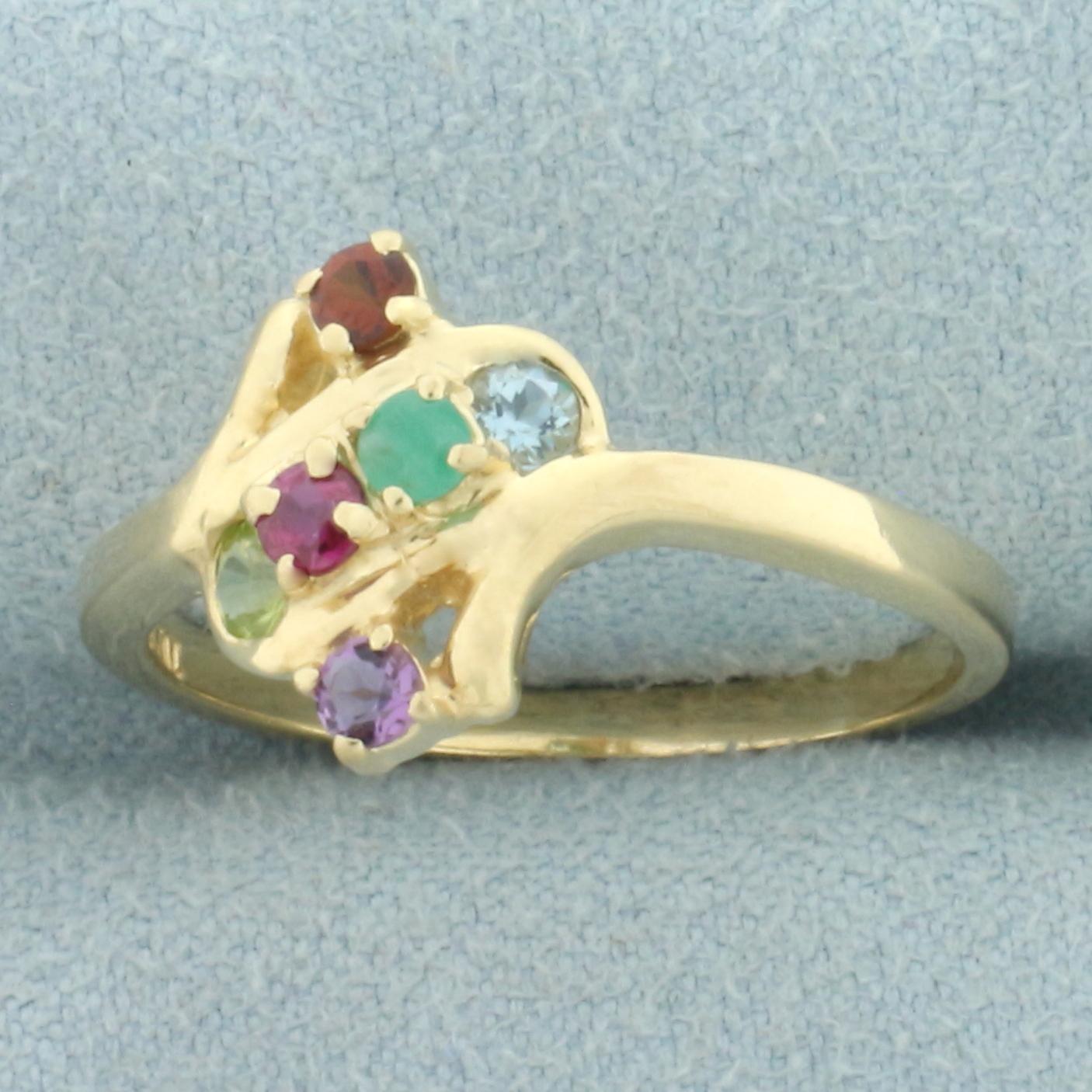 Rainbow Gemstone Ring In 10k Yellow Gold