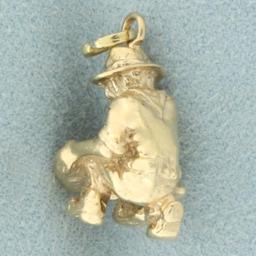 Prospector Gold Miner Panning Charm In 14k Yellow Gold