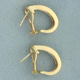 Emerald And Diamond J-hoop Earrings In 14k Yellow Gold