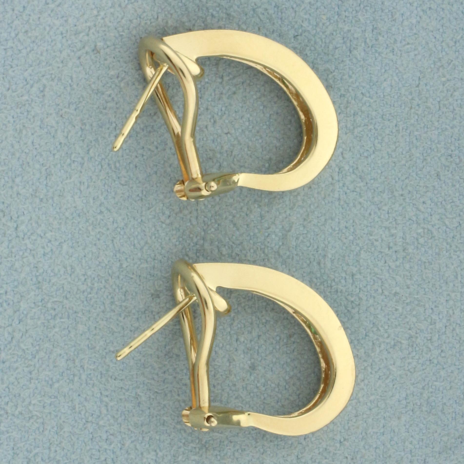 Emerald And Diamond J-hoop Earrings In 14k Yellow Gold