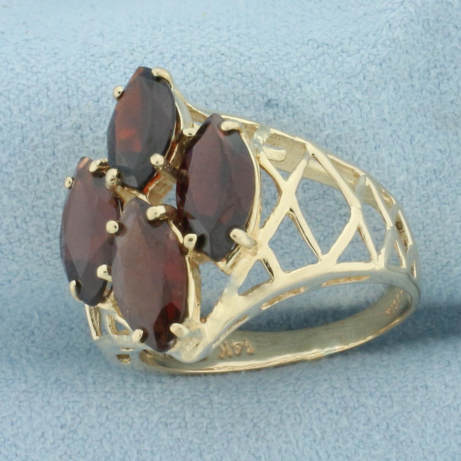 Marquise Garnet Ring In 14k Yellow Gold