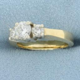 Three Stone 1 1/4ct Tw Diamond Engagement Or Anniversary Ring In 14k Yellow Gold