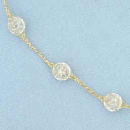 Italian Cz Gemstone Station Necklace In 14k Yellow Gold