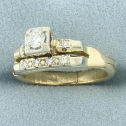 Vintage Engagement Wedding Ring With Arthritic Shank In 14k Yellow And White Gold