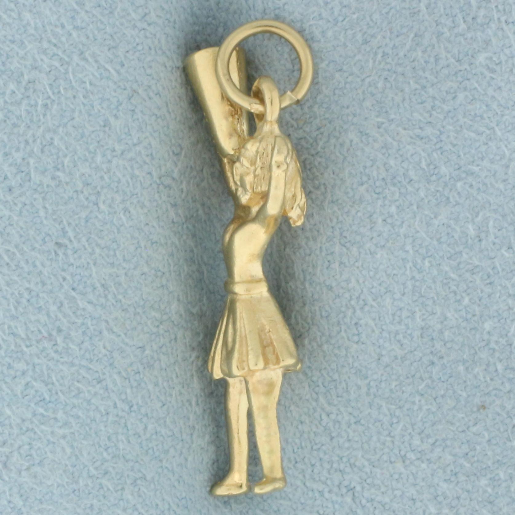 Cheerleader Charm Or Pendant In 14k Yellow Gold