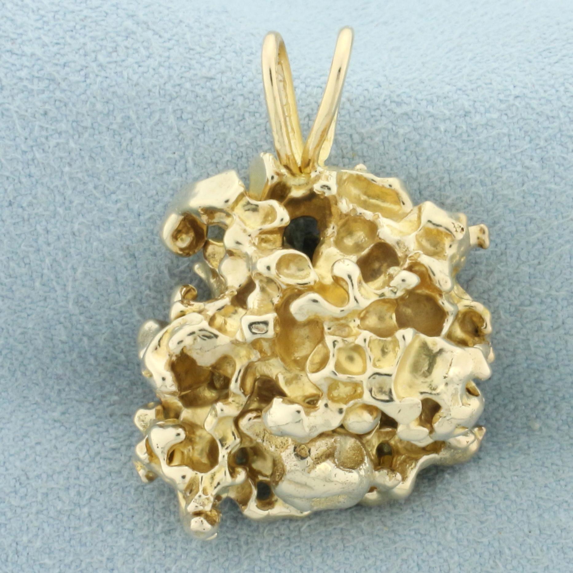 Sapphire Nugget Pendant In 14k Yellow Gold