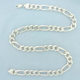 Italian 22 Inch Men's Heavy Figaro Link Chain Necklace In Sterling Silver