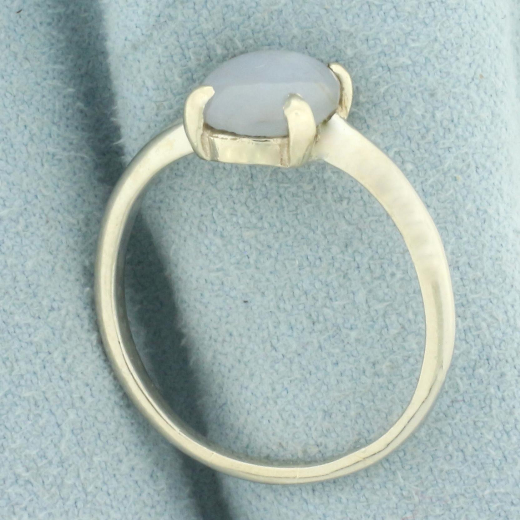 Natural Gray Star Sapphire Ring In 14k White Gold