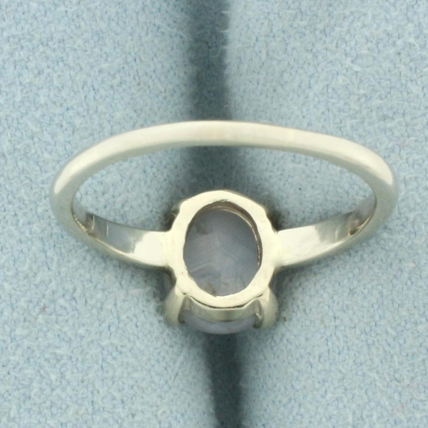 Natural Gray Star Sapphire Ring In 14k White Gold