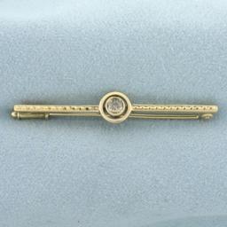 Antique Old European Cut Diamond Pin Brooch In 14k Yellow Gold