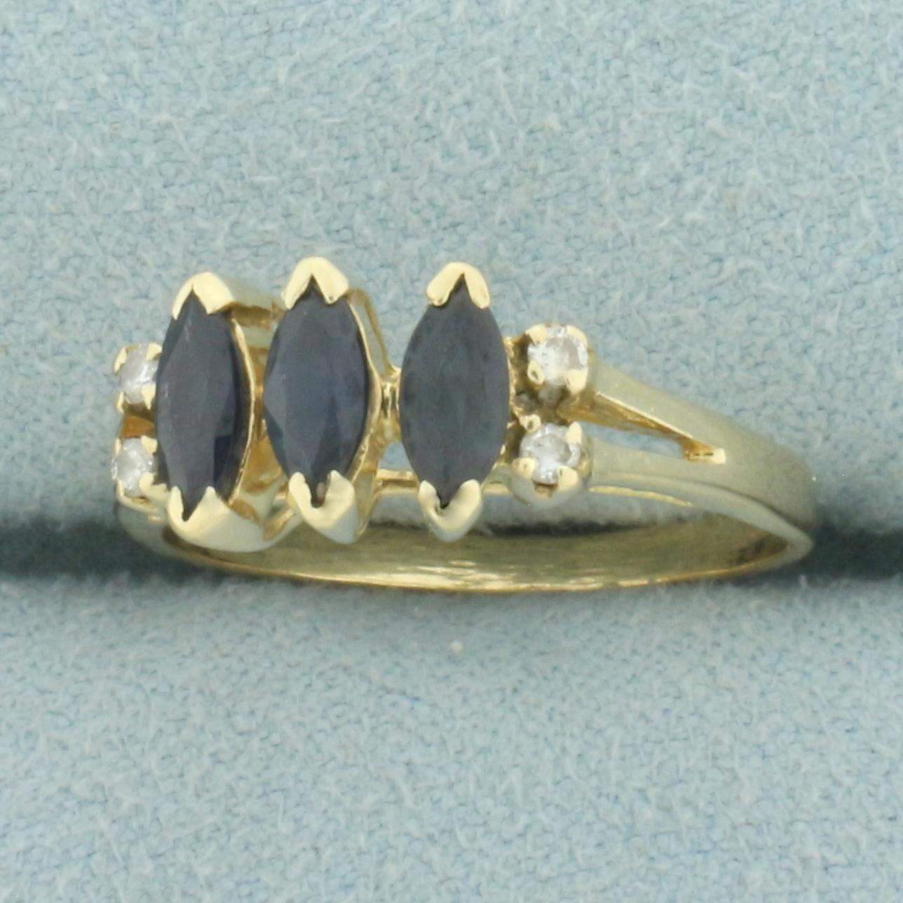 Sapphire And Diamond Ring In 14k Yellow Gold