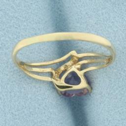 Heart Rose De France Amethyst And Diamond Ring In 14k Yellow Gold