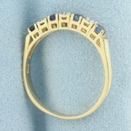 Alternating Sapphire And Diamond Stacking Band Ring In 14k Yellow Gold