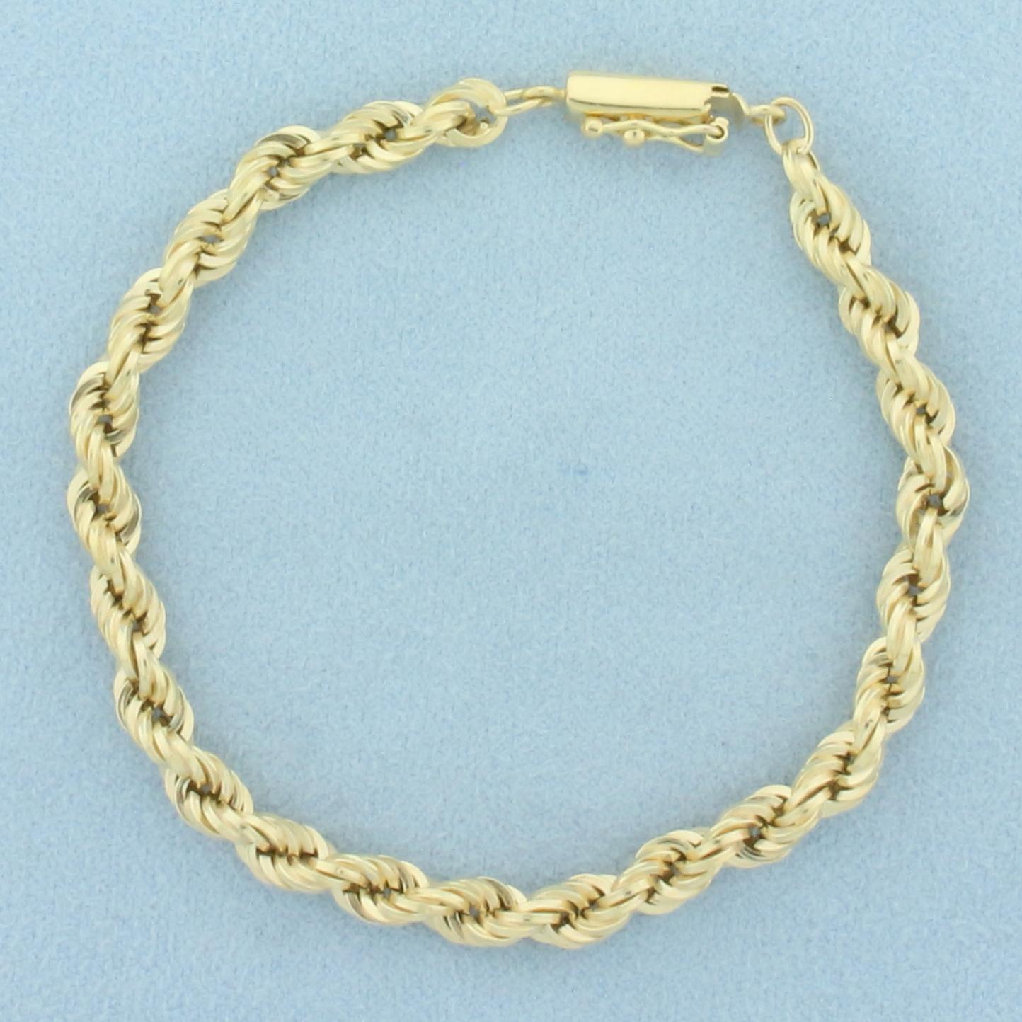 Italian Rope Link Chain Bracelet In 14k Yellow Gold