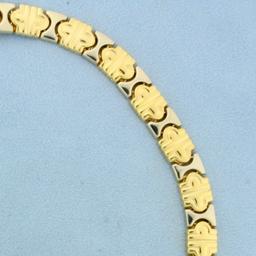 Designer Link Two Tone Necklace In 18k Yellow And White Gold