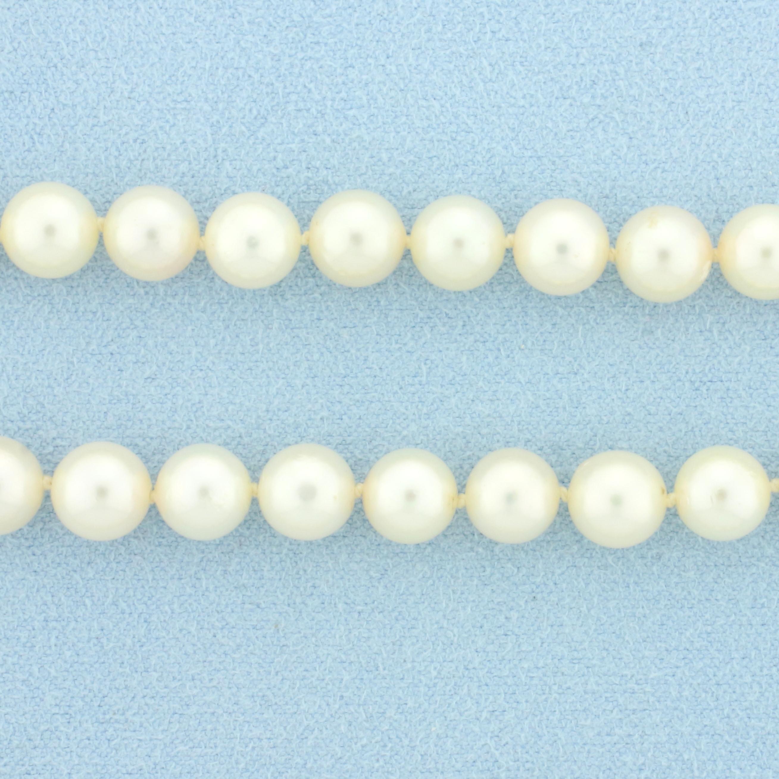 29 Inch Akoya Pearl Strand Necklace In 14k Yellow Gold