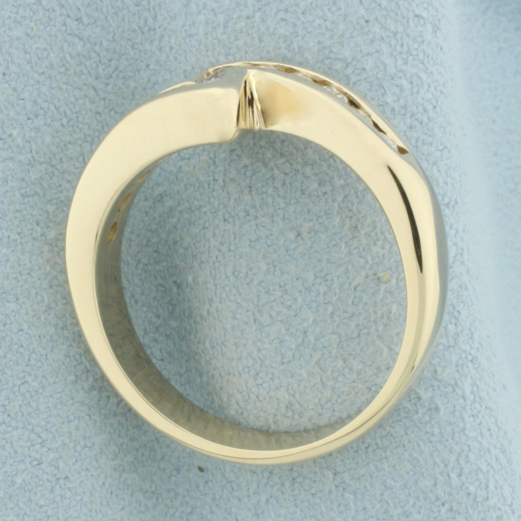 Diamond Lightning Bolt Design Ring In 14k Yellow Gold