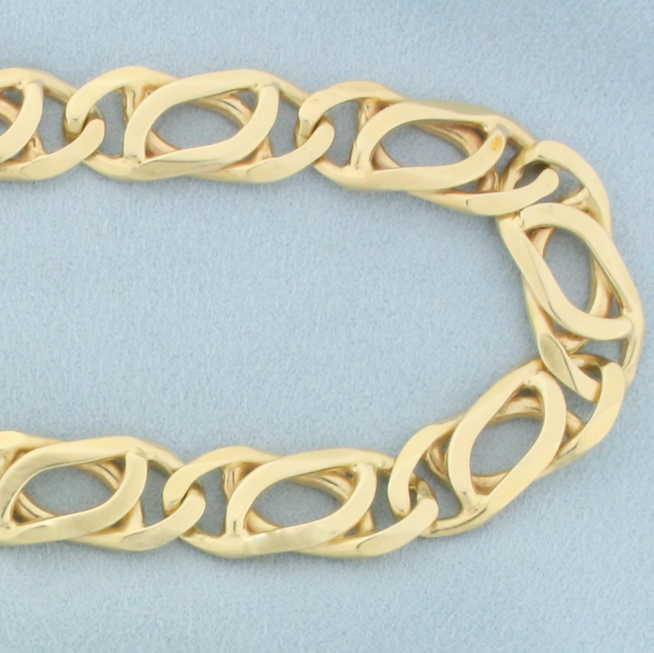 Italian 20.5 Inch Fancy Anchor Link Heavy Chain Link Necklace In 14k Yellow Gold