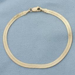 Reversible Herringbone Bracelet In 14k Yellow Gold