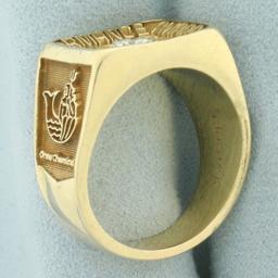 Mens Drew Marine Chemical Diamond Performance Award Ring In 14k Yellow Gold